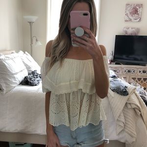 AE Cream Off the Shoulder Lace Top